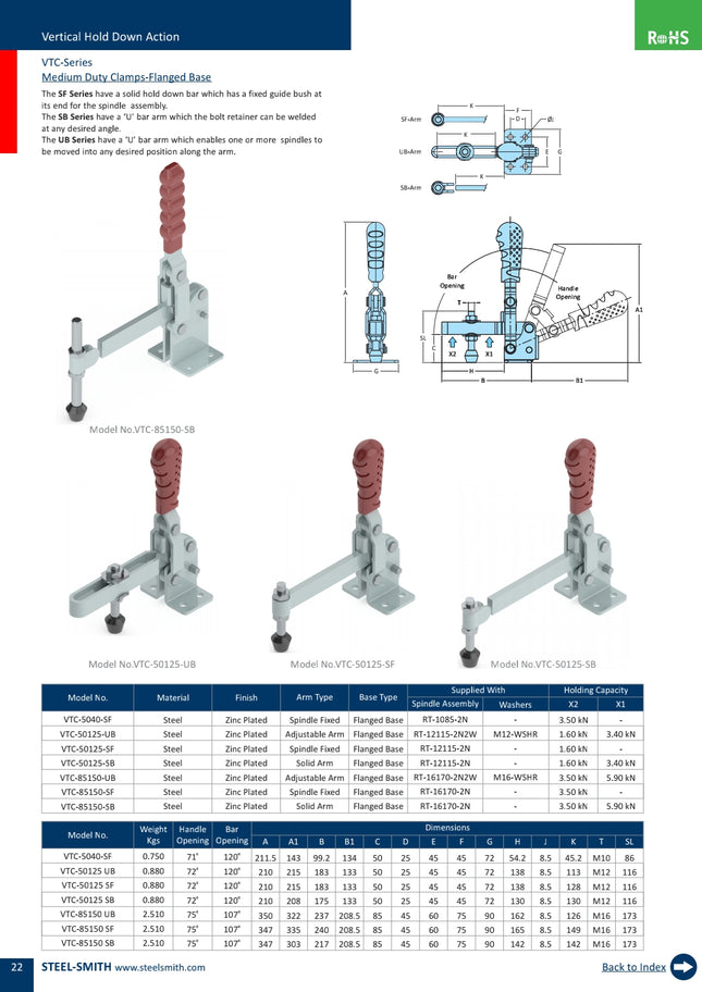 VTC-Series Medium Duty Clamps-Flanged Base-(5000,8000 Series)