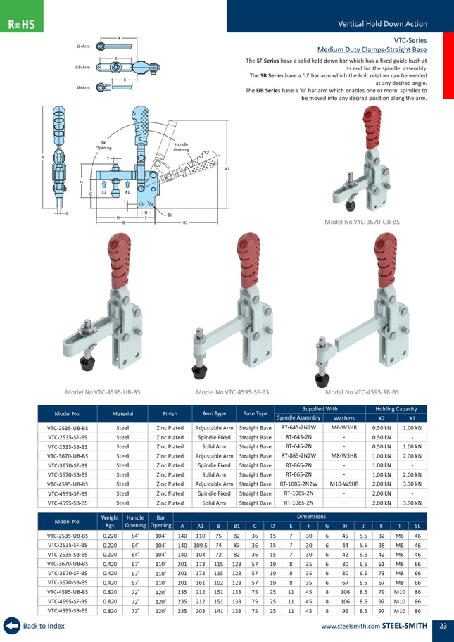 VTC-Series Medium Duty Clamps-Straight Base (2000,3000,4000 Series)