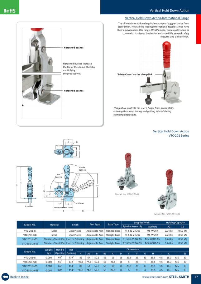 Vertical Hold Down Action VTC-201 Series