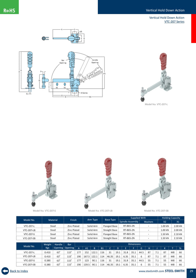 Vertical Hold Down Action VTC-207 Series