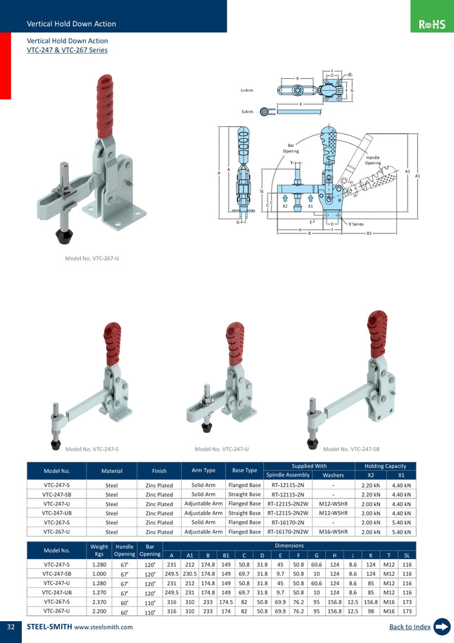 Vertical Hold Down Action VTC-247 & VTC-267 Series