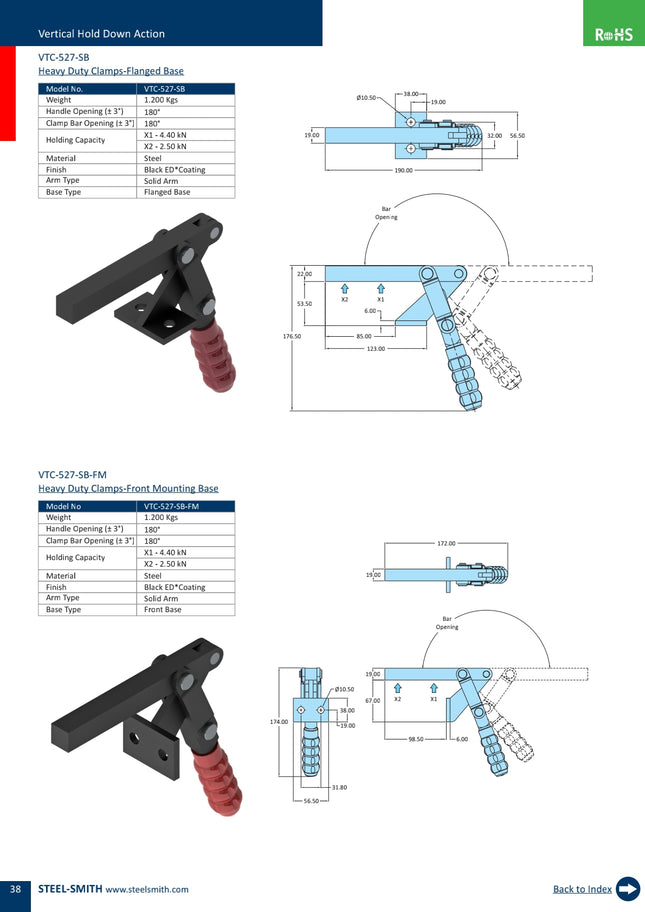 VTC-527-SB Heavy Duty Clamps-Flanged Base