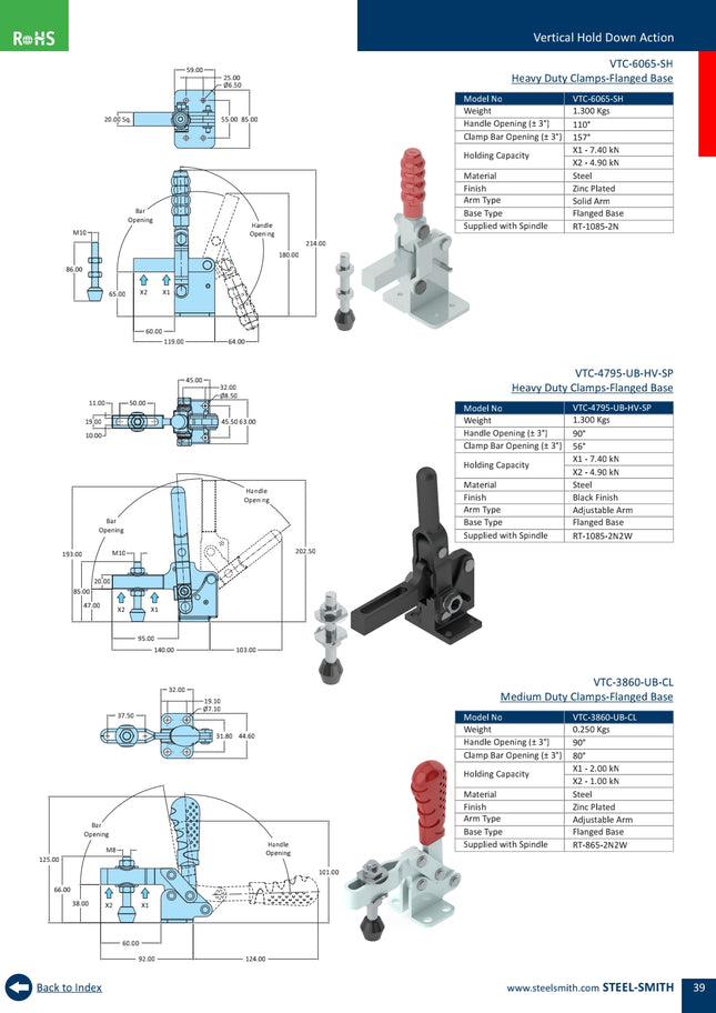 VTC-6065-SH Heavy Duty Clamps-Flanged Base