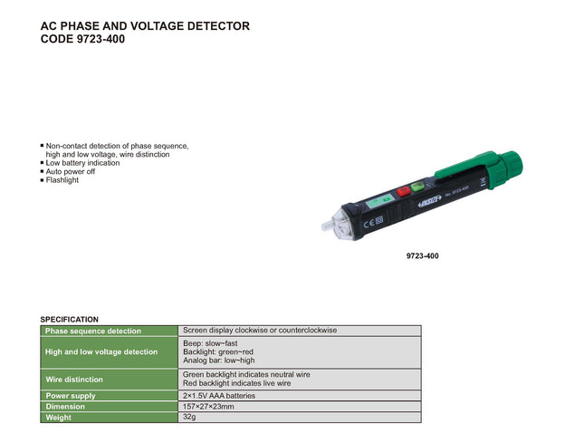 Insize AC Phase and Voltage Detector