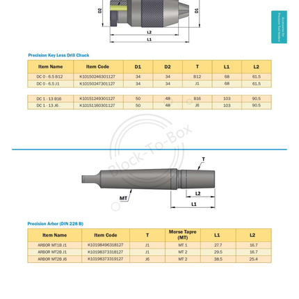 KTA Precision Key Less Drill Chuck & Arbor