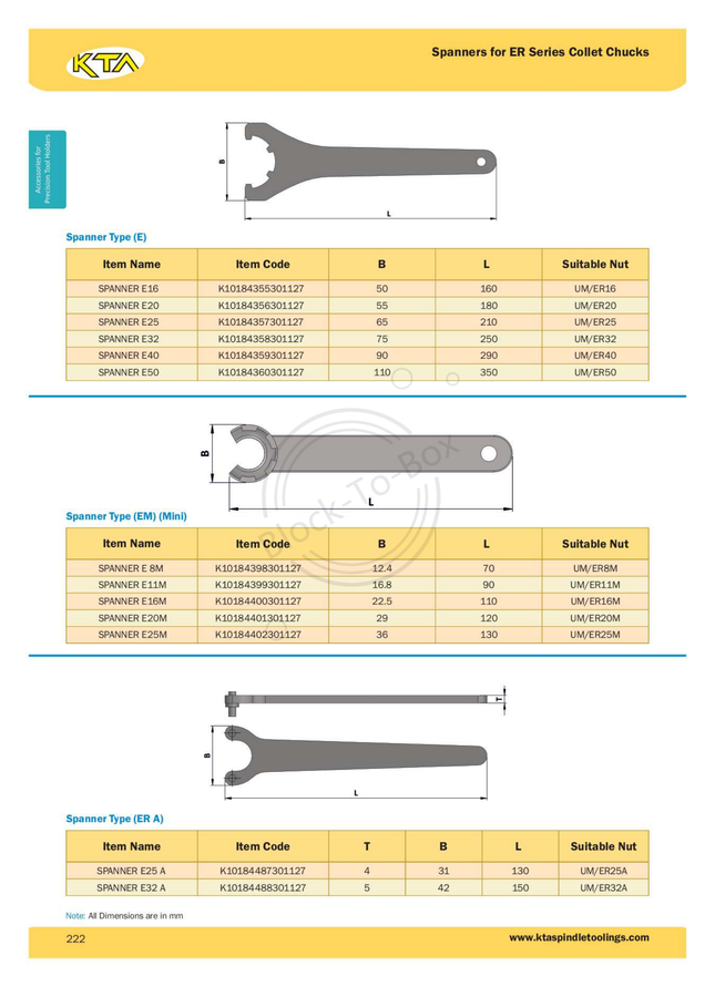 KTA Spanner for ER Series Collet Chuck (E)