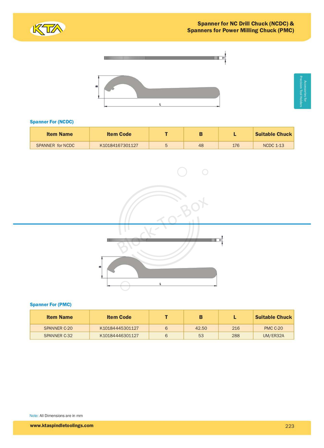 KTA Spanner for NC Drill Chuck (NCDC)