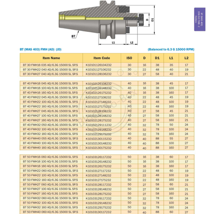 KTA BT30 Face Mill Holder(AD)