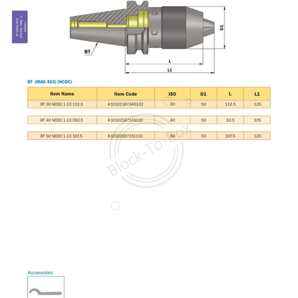 KTA BT40 NC Drill Chuck