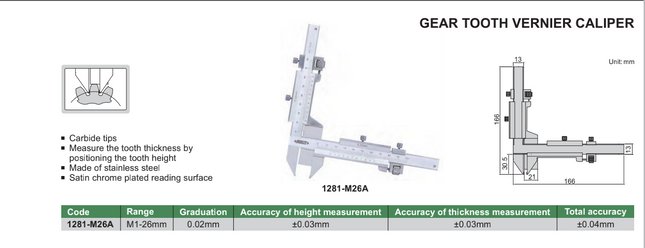 Insize Gear Tooth Vernier Caliper