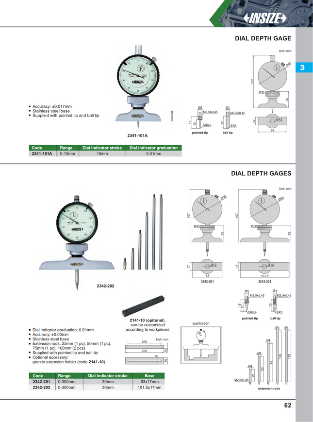 Insize Dial Depth Gage