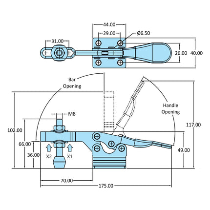 H-Series Medium Duty Clamps-Flanged Base-2000,3000 Series