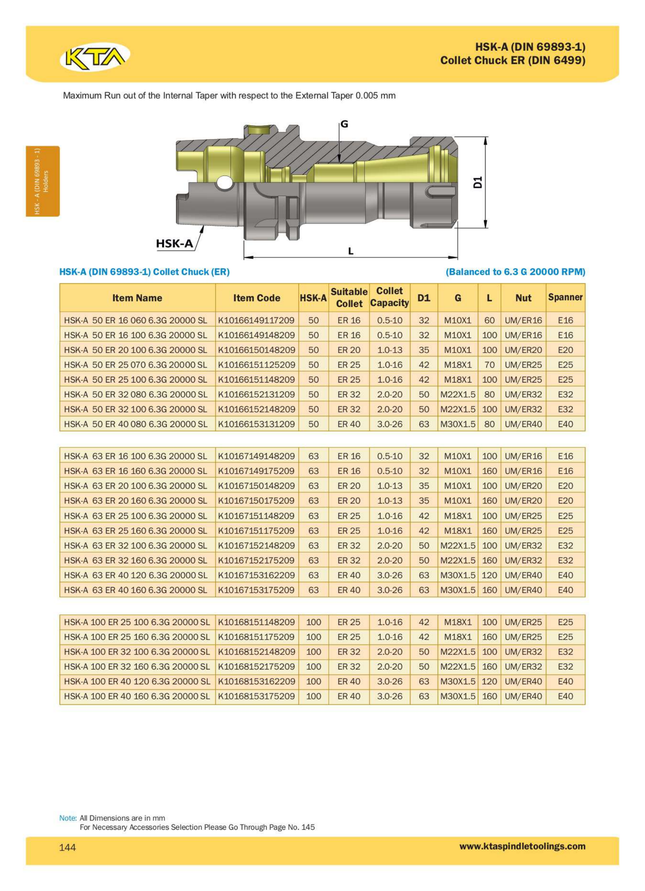 HSK-A 50 ER Collet Chuck Holder(AD)