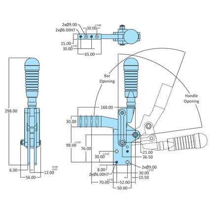 H.V. Series Toggle Clamps Straight Base