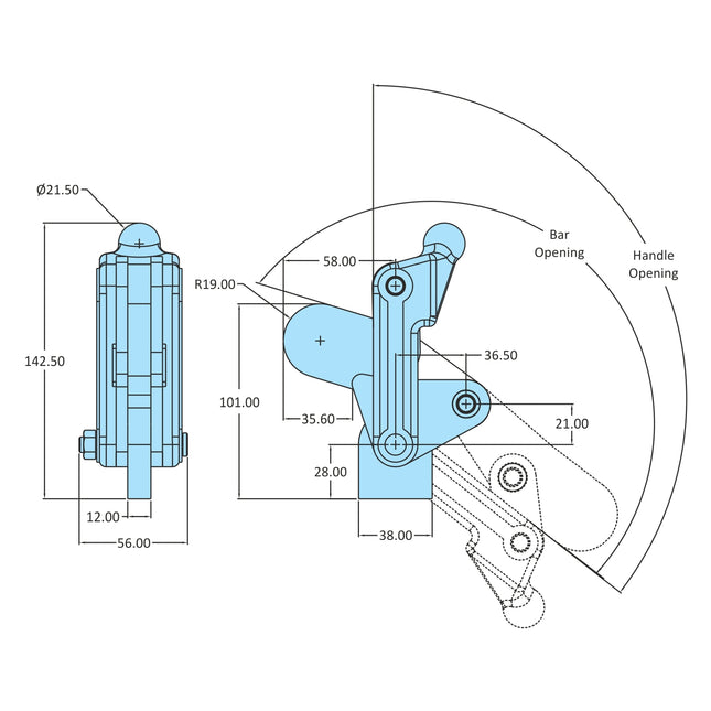 H.V. Series Toggle Clamps Swivel Base (1200 Series)