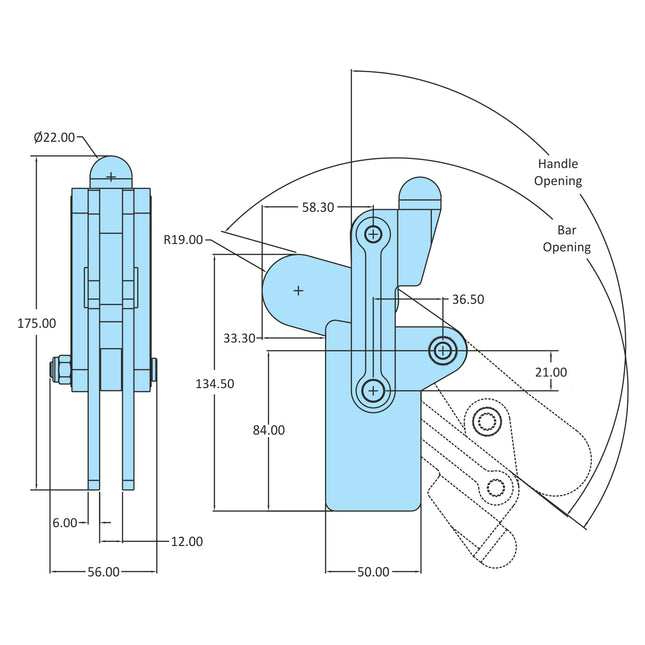 H.V. Series Toggle Clamps Straight Base