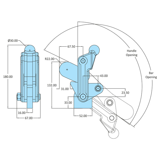 H.V. Series Toggle Clamps Swivel Base