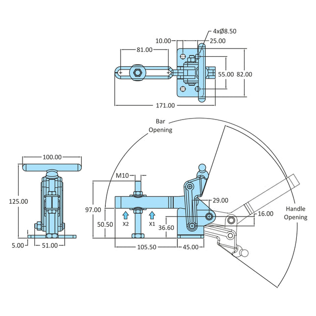 H.V. Series Toggle Clamps Flanged Base(700 Series)