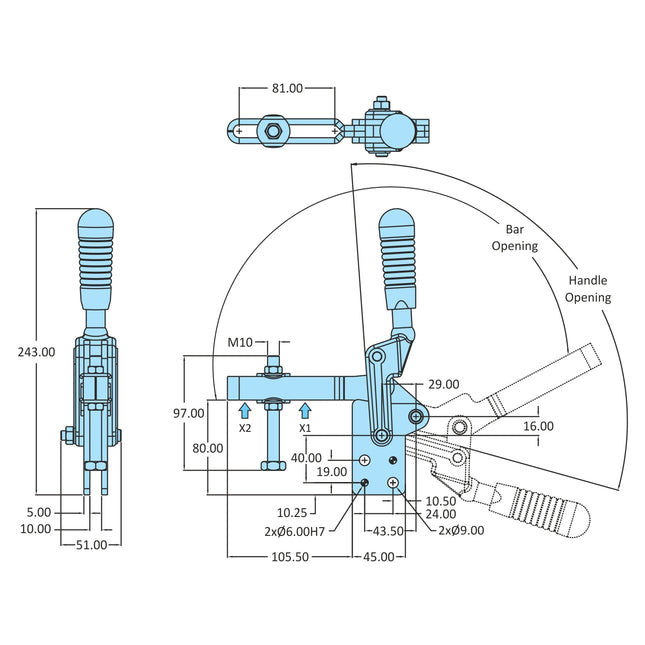 H.V. Series Toggle Clamps  Straight Base-3