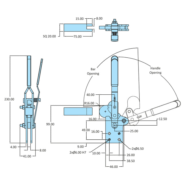 H.V. Series Toggle Clamps Straight Base (TRIG)