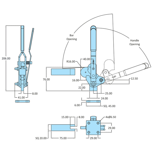 H.V. Series Toggle Clamps Swivel Base (TRIG)