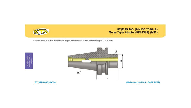 KTA BT30 Morse Taper Adaptor