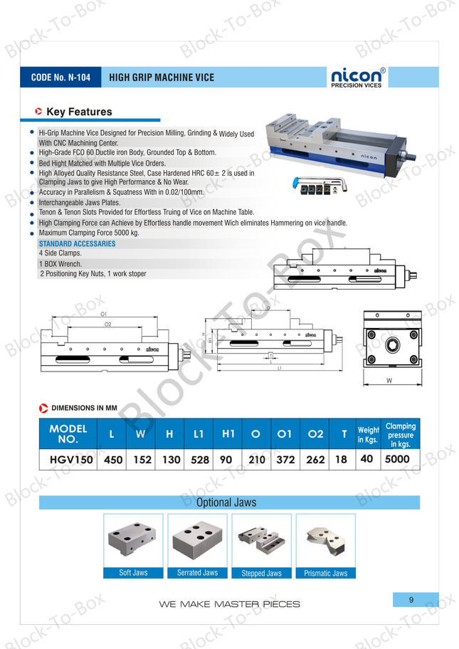 N-104 Nicon Precision High Grip Machine Vice