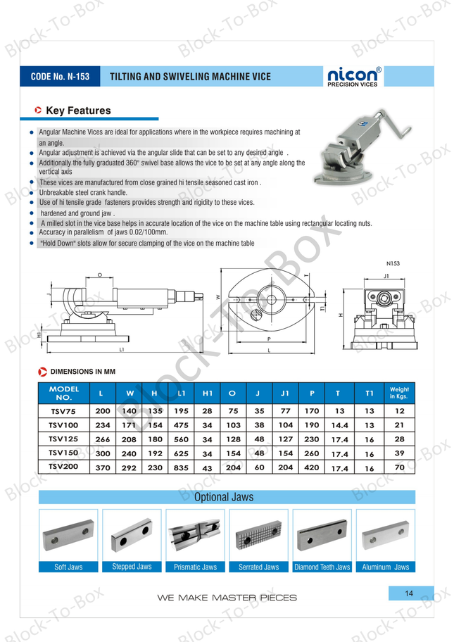 N-153 Nicon Tilting & Swiveling Machine Vice