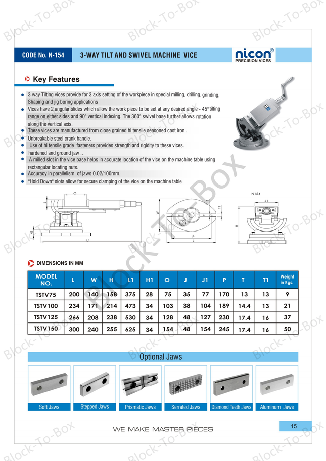 N-154 Nicon 3-Way Tilt And Swivel Angular Vice