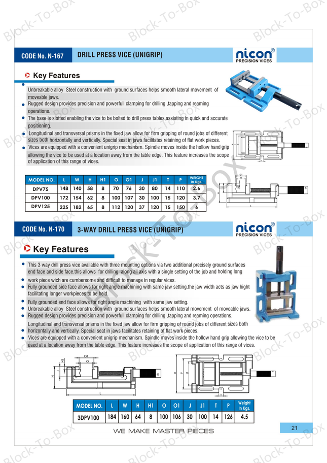 N-167 Nicon Drill Press Vice(Ungrip)