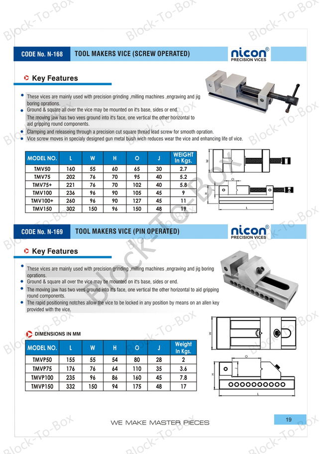 N-168 Nicon Precision Tool Maker Vice(Screw Type)