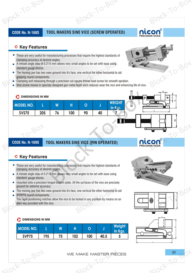 N-168S Nicon Precision Tool Maker Sine Vice(Screw Type)