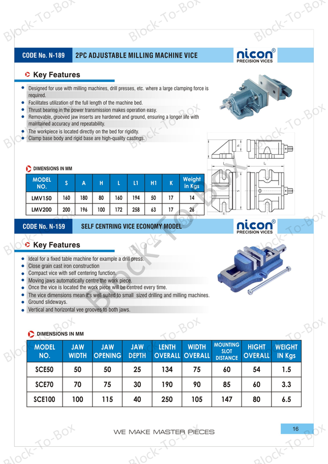 N-189 Nicon 2Piece Adjustable Milling Machine vice