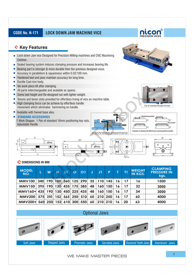 N-171 Nicon Lockdown Jaw Machine Vice