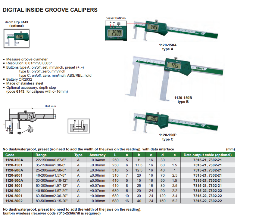Insize Digital Inside Groove Caliper BlockToBox