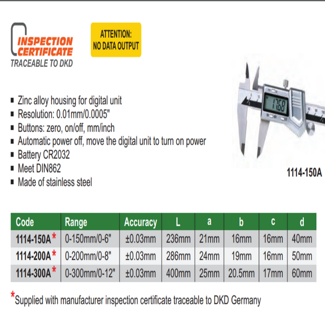 Insize IP67 Waterproof Digital Calipers-1115 Series