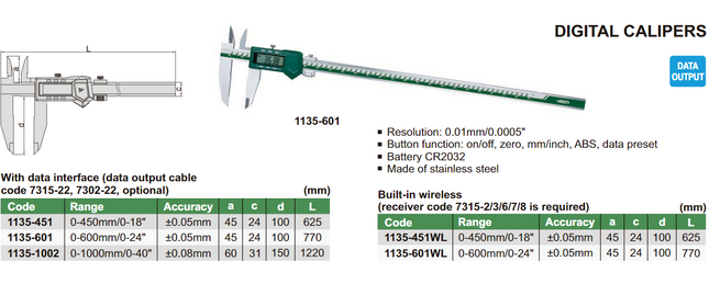 Insize Digital Calipers-1135 Series