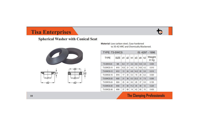 Tisa Spherical Washer with Conical Seat