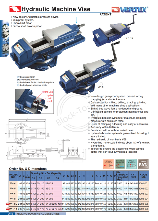 Vertex Hydraulic Machine Vise