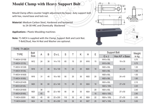 Tisa Mould Clamp With Heavy Support Bolt