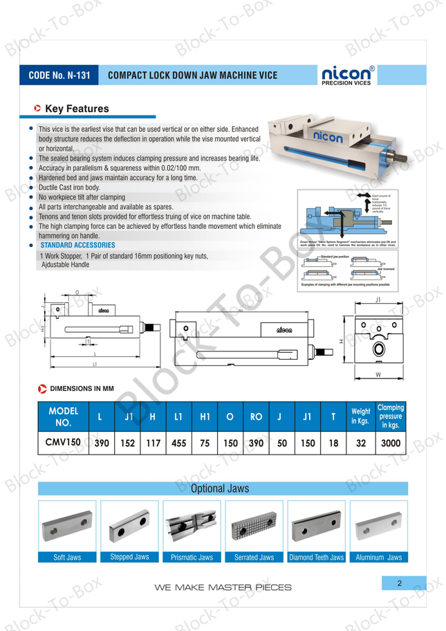 N-131 Nicon Compact Lockdown Jaw Machine Vice